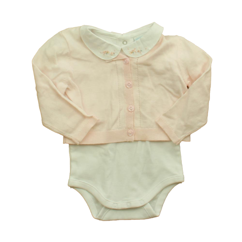 Edgehill Collection Girls White | Pink Cardigan size: 6-9 Months
